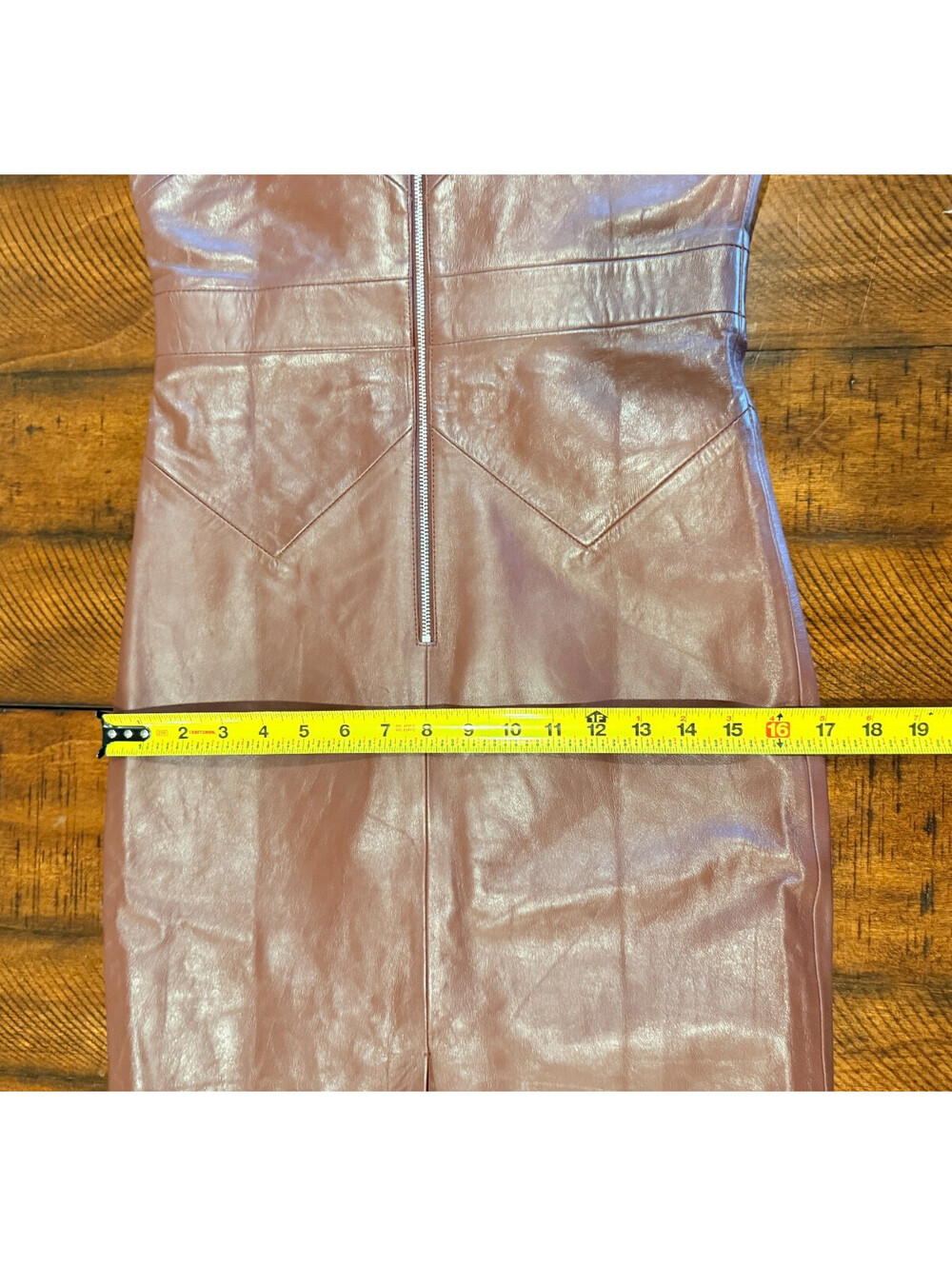 Designer Quality Brown Leather Halter Dress, Retro 80's Style Size XS RARE! - Picture 10 of 15